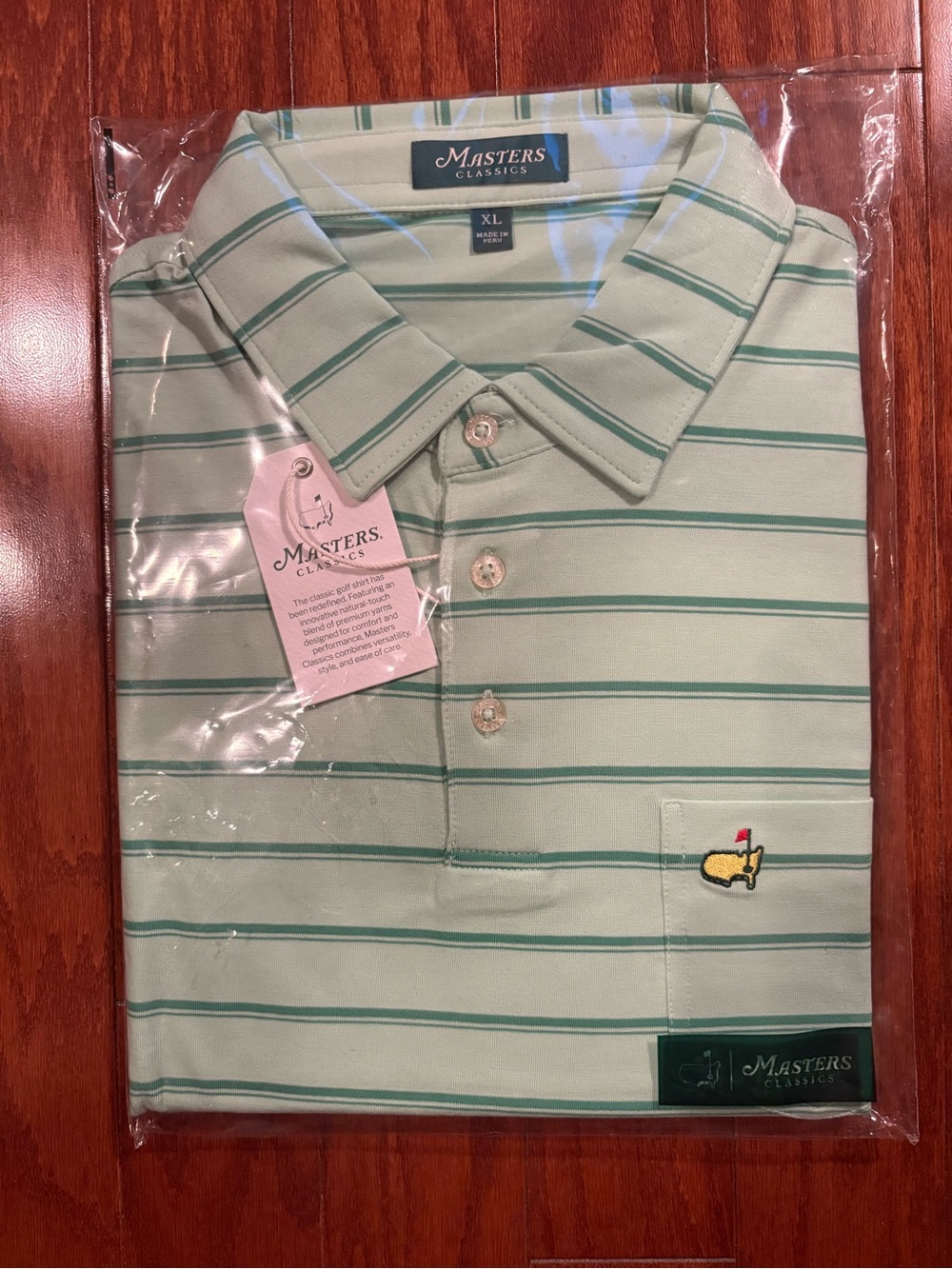 Men’s Light Mint Green Striped Polo